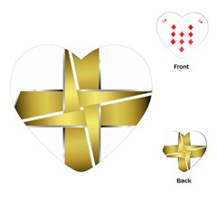 Logo Cross Golden Metal Glossy Playing Cards (Heart) 