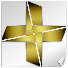 Logo Cross Golden Metal Glossy Canvas 16  x 16  