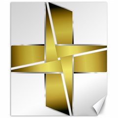 Logo Cross Golden Metal Glossy Canvas 20  x 24  