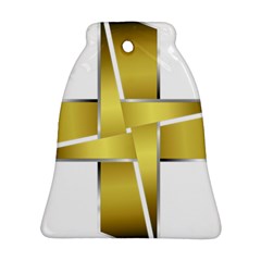 Logo Cross Golden Metal Glossy Bell Ornament (Two Sides)