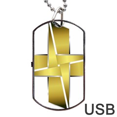 Logo Cross Golden Metal Glossy Dog Tag USB Flash (One Side)