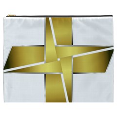 Logo Cross Golden Metal Glossy Cosmetic Bag (XXXL) 