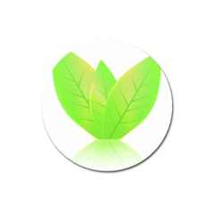 Leaves Green Nature Reflection Magnet 3  (round) by Nexatart