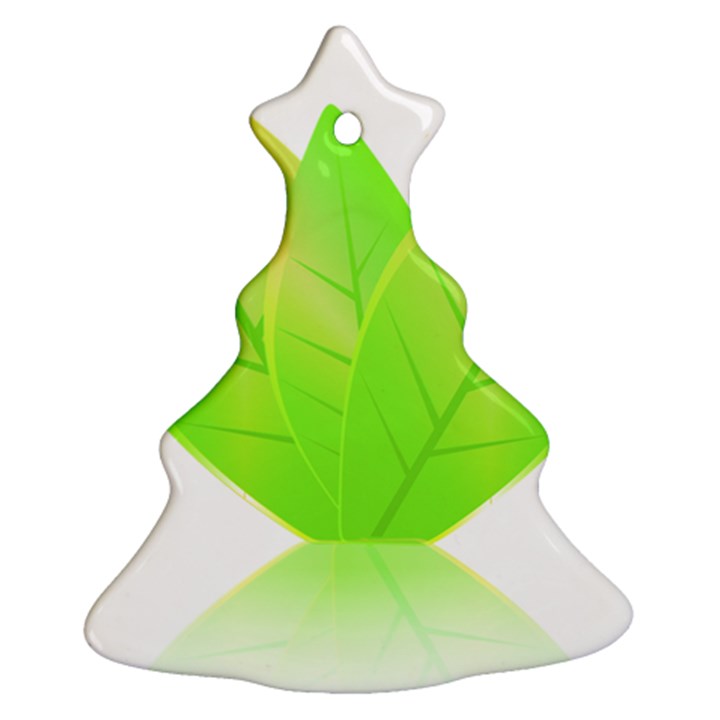 Leaves Green Nature Reflection Christmas Tree Ornament (Two Sides)