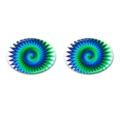 Star 3d Gradient Blue Green Cufflinks (oval) by Nexatart