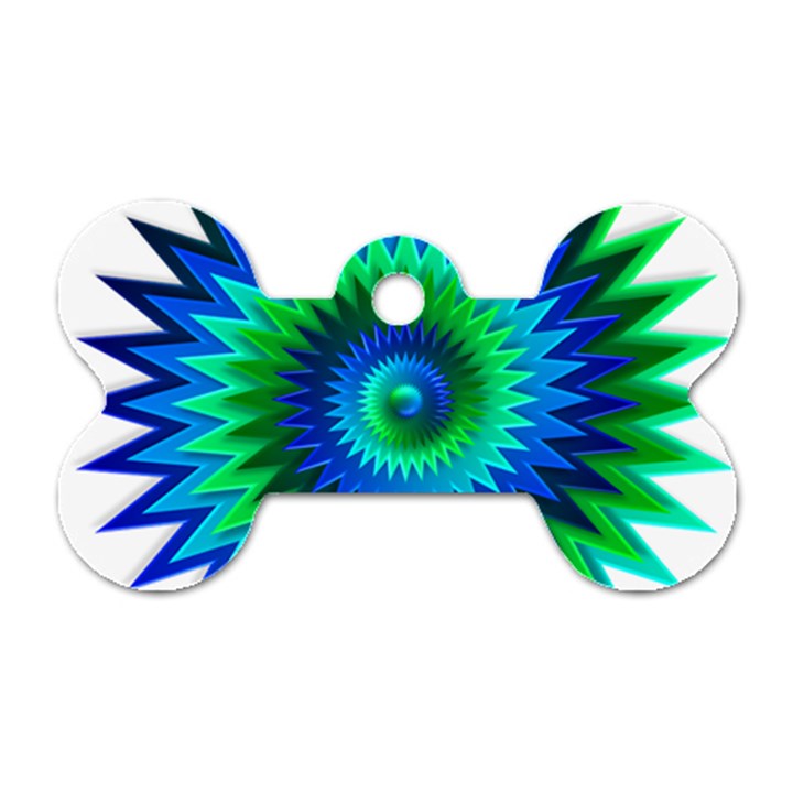 Star 3d Gradient Blue Green Dog Tag Bone (Two Sides)