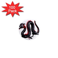 Dragon Black Red China Asian 3d 1  Mini Magnets (100 Pack)  by Nexatart