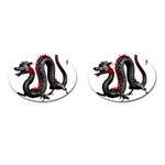 Dragon Black Red China Asian 3d Cufflinks (Oval) Front(Pair)