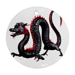 Dragon Black Red China Asian 3d Round Ornament (two Sides) by Nexatart