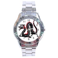 Dragon Black Red China Asian 3d Stainless Steel Analogue Watch by Nexatart