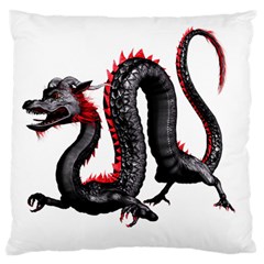 Dragon Black Red China Asian 3d Large Flano Cushion Case (one Side) by Nexatart