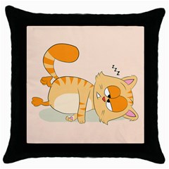 Even Cat Hates Monday Throw Pillow Case (Black)