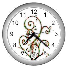 Scroll Magic Fantasy Design Wall Clocks (silver)  by Nexatart
