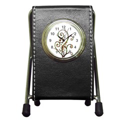 Scroll Magic Fantasy Design Pen Holder Desk Clocks by Nexatart