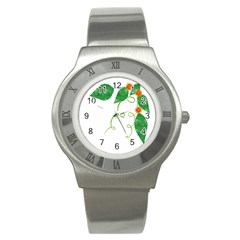 Scrapbook Green Nature Grunge Stainless Steel Watch by Nexatart