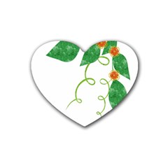 Scrapbook Green Nature Grunge Rubber Coaster (heart)  by Nexatart