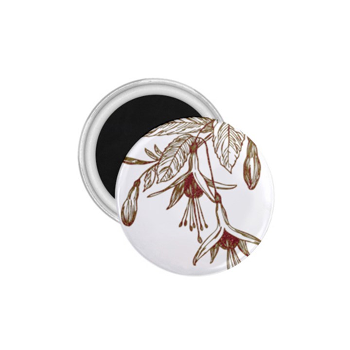 Floral Spray Gold And Red Pretty 1.75  Magnets