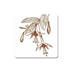 Floral Spray Gold And Red Pretty Square Magnet