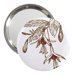 Floral Spray Gold And Red Pretty 3  Handbag Mirrors