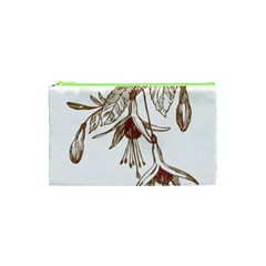 Floral Spray Gold And Red Pretty Cosmetic Bag (xs)