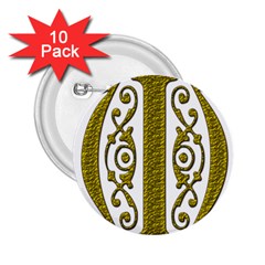 Gold Scroll Design Ornate Ornament 2 25  Buttons (10 Pack)  by Nexatart