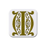 Gold Scroll Design Ornate Ornament Rubber Square Coaster (4 pack)  Front