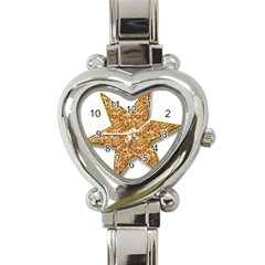 Star Glitter Heart Italian Charm Watch by Nexatart