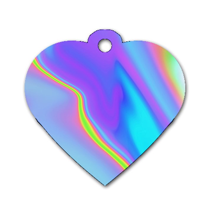 Aurora Color Rainbow Space Blue Sky Purple Yellow Dog Tag Heart (Two Sides)