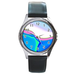 Aurora Color Rainbow Space Blue Sky Purple Yellow Green Round Metal Watch