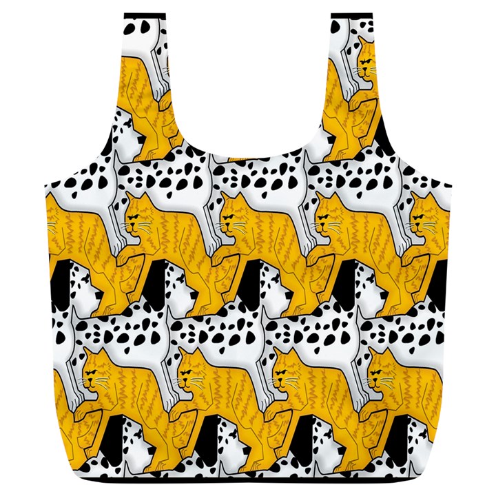 Animals Cat Dog Dalmation Full Print Recycle Bags (L) 