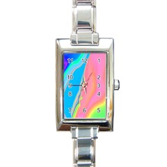 Aurora Color Rainbow Space Blue Sky Purple Yellow Green Pink Rectangle Italian Charm Watch by Mariart