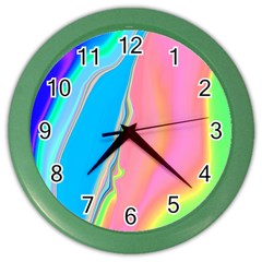 Aurora Color Rainbow Space Blue Sky Purple Yellow Green Pink Color Wall Clocks by Mariart