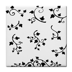 Black Leaf Tatto Tile Coasters by Mariart