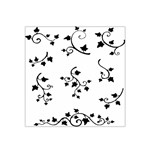 Black Leaf Tatto Satin Bandana Scarf Front