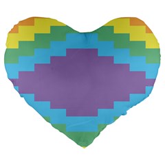 Carmigender Flags Rainbow Large 19  Premium Flano Heart Shape Cushions by Mariart