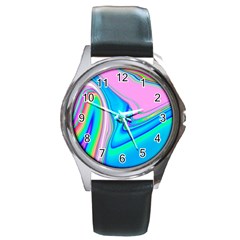 Aurora Color Rainbow Space Blue Sky Purple Yellow Green Pink Red Round Metal Watch