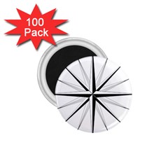 Compase Star Rose Black White 1 75  Magnets (100 Pack) 