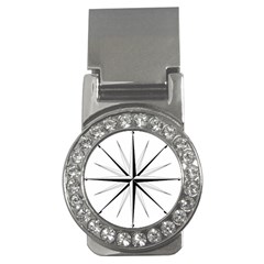 Compase Star Rose Black White Money Clips (cz) 