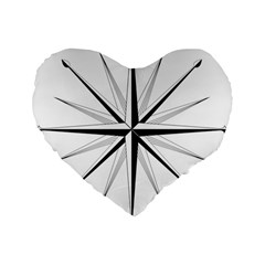 Compase Star Rose Black White Standard 16  Premium Flano Heart Shape Cushions