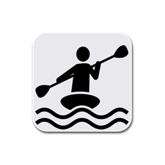 Cropped Kayak Graphic Race Paddle Black Water Sea Wave Beach Rubber Square Coaster (4 pack) 