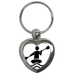 Cropped Kayak Graphic Race Paddle Black Water Sea Wave Beach Key Chains (heart) 
