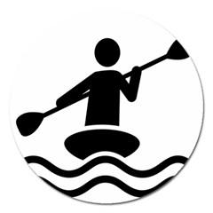 Cropped Kayak Graphic Race Paddle Black Water Sea Wave Beach Magnet 5  (Round)