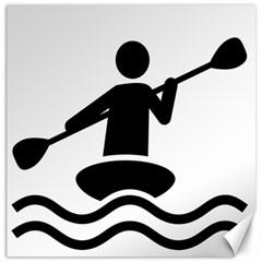 Cropped Kayak Graphic Race Paddle Black Water Sea Wave Beach Canvas 20  X 20   by Mariart