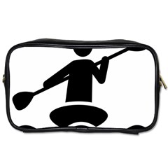 Cropped Kayak Graphic Race Paddle Black Water Sea Wave Beach Toiletries Bags