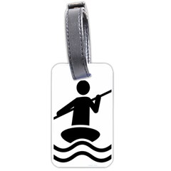 Cropped Kayak Graphic Race Paddle Black Water Sea Wave Beach Luggage Tags (One Side) 