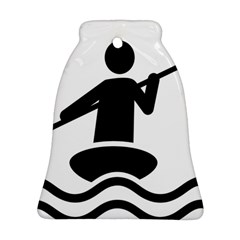 Cropped Kayak Graphic Race Paddle Black Water Sea Wave Beach Ornament (Bell)