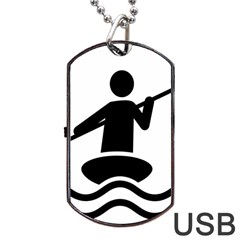 Cropped Kayak Graphic Race Paddle Black Water Sea Wave Beach Dog Tag USB Flash (One Side)