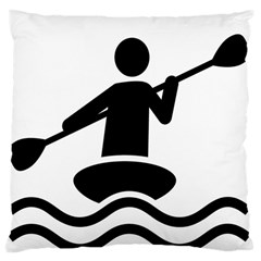 Cropped Kayak Graphic Race Paddle Black Water Sea Wave Beach Large Cushion Case (two Sides) by Mariart