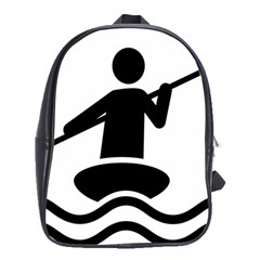 Cropped Kayak Graphic Race Paddle Black Water Sea Wave Beach School Bags (xl)  by Mariart