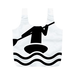 Cropped Kayak Graphic Race Paddle Black Water Sea Wave Beach Full Print Recycle Bags (M) 